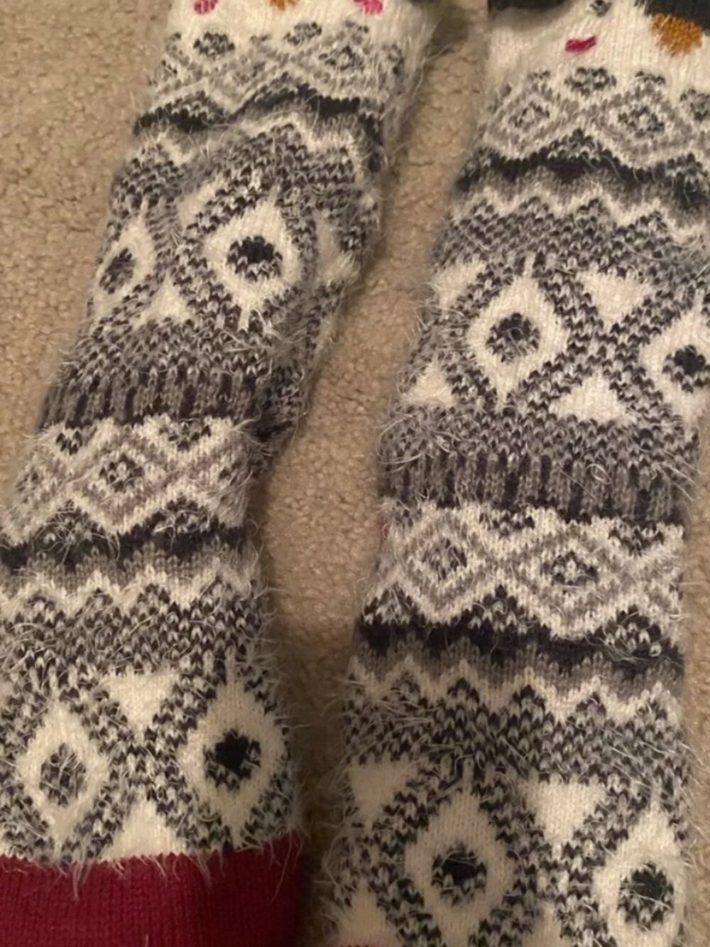 Accessorize Patterned Knit Socks - Black, White, Red